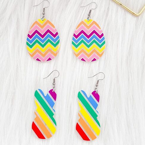 تشانغ شاين 2 أزواج من الأقراط على شكل أرنب عيد الفصح لطيف مضحك من الأكريليك على شكل أرنب متدلي أقراط متدلية للنساء والفتيات هدايا مجوهرات عيد الفصح in Kuwait