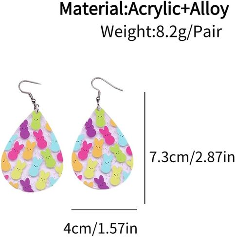 تشانغ شاين 2 أزواج من الأقراط على شكل أرنب عيد الفصح لطيف مضحك من الأكريليك على شكل أرنب متدلي أقراط متدلية للنساء والفتيات هدايا مجوهرات عيد الفصح in Kuwait