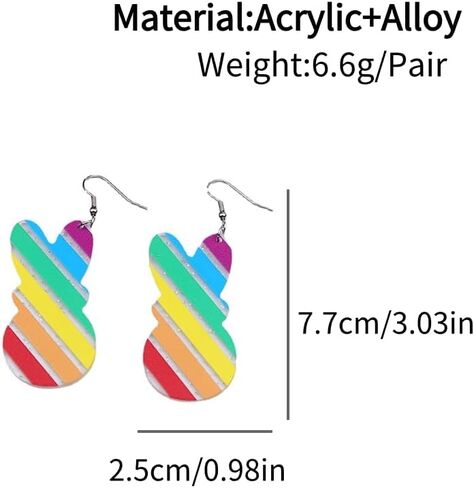 تشانغ شاين 2 أزواج من الأقراط على شكل أرنب عيد الفصح لطيف مضحك من الأكريليك على شكل أرنب متدلي أقراط متدلية للنساء والفتيات هدايا مجوهرات عيد الفصح in Kuwait