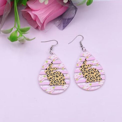 تشانغ شاين 2 أزواج من الأقراط على شكل أرنب عيد الفصح لطيف مضحك من الأكريليك على شكل أرنب متدلي أقراط متدلية للنساء والفتيات هدايا مجوهرات عيد الفصح in Saudi Arabia