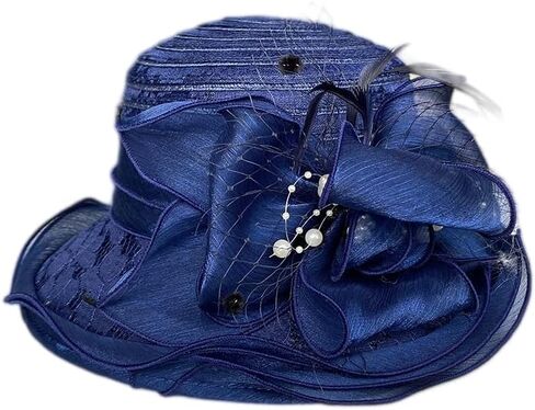 Vintage Organza Derby Hat Kentucky Hats Fascinator for Women Summer Solid Color Sun Hat Cloche Bowler Hat in Kuwait