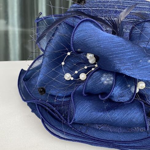 Vintage Organza Derby Hat Kentucky Hats Fascinator for Women Summer Solid Color Sun Hat Cloche Bowler Hat in Kuwait