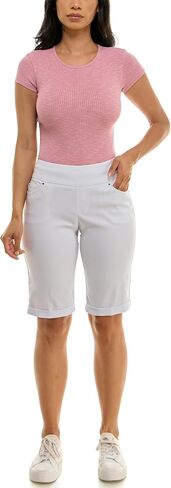 Zac & Rachel Women's Millenium Bermuda Length Short with Functional Pocket and Cuff in Saudi Arabia
