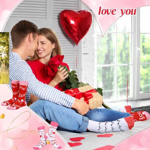 Shinymoon 24 Pair Valentine's Day Socks, Women's Cotton Socks Heart Love Animals Gift Patterned Socks for Mom Friends Sister (Heart) in Kuwait
