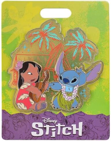 Disney Lilo & Stitch Collectors Pins, Themed Jewelry, Lilo & Stitch Hula Scenery, 3" x 3", Amazon Exclusive in Saudi Arabia