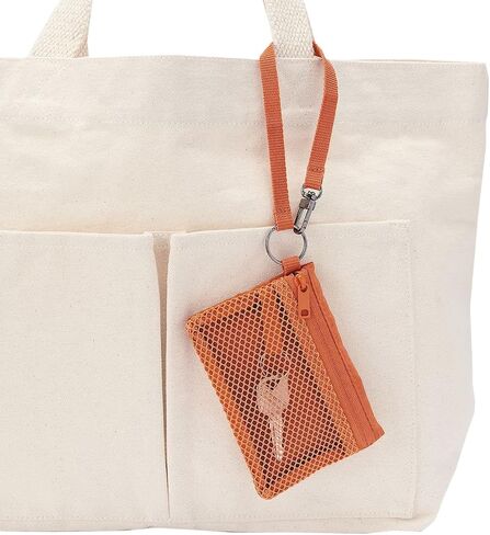 محفظة سفر مدمجة من MUJI-JAPAN - حافظة بطاقات على شكل سلسلة مفاتيح مع جيب للعملات المعدنية، وحقيبة أدوات الزينة صغيرة خفيفة الوزن، وجواز السفر الأساسي وحامل بطاقات الائتمان (برتقالي) in Kuwait