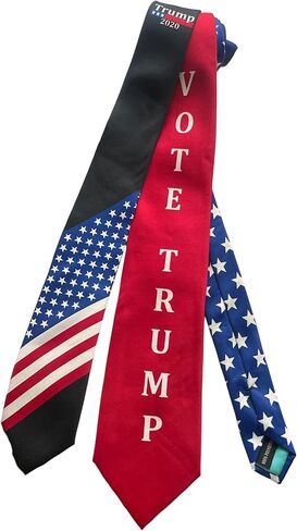 رالف مارلين ربطة عنق للرجال بتصميم علم نجوم الولايات المتحدة الامريكية بتصميم مخطط للتصويت ترامب الجمهوري | احمر وابيض وازرق | ربطة عنق متعددة الالوان، مقاس واحد, متعدد الألوان, One Size in Kuwait