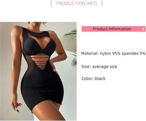 DDMMQS women's mesh dress fishnet dress hollow out jumpsuit sexy fishnet underwear in Saudi Arabia