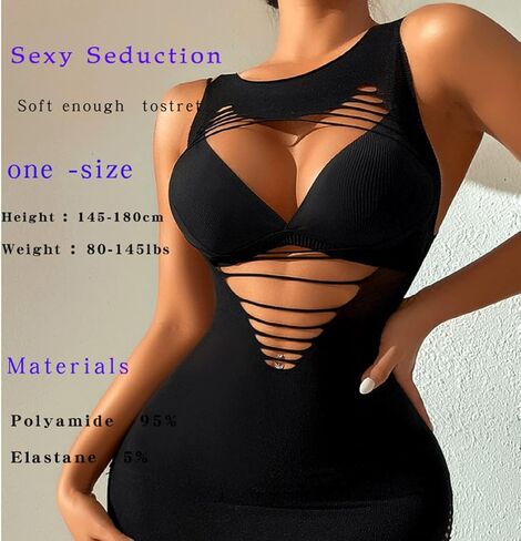 DDMMQS women's mesh dress fishnet dress hollow out jumpsuit sexy fishnet underwear in Saudi Arabia