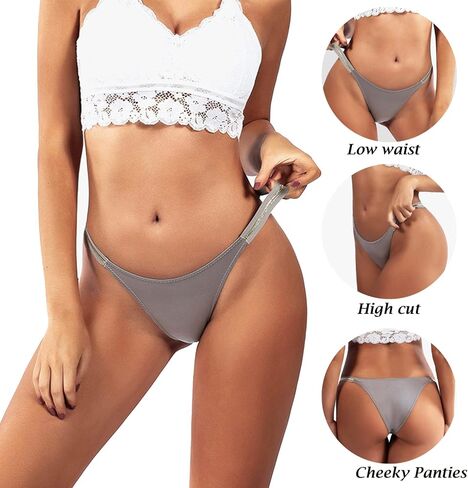 Buankoxy Women's String Bikini Panties Sexy Low Rise underwear 6 Pack in Kuwait