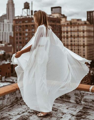 Kelaixiang Bridal Wedding Capes Veils Chiffon Bridal Wraps Cathedral Length Wedding Cloak with Arm Hole in Saudi Arabia