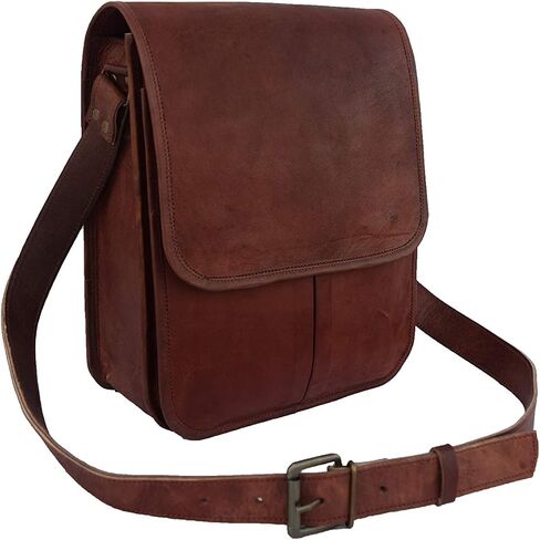 11x9 inches Genuine Leather Messenger Shoulder Bag Unisex CrossBody Sling Vertical Bag in Saudi Arabia