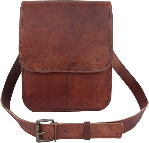 11x9 inches Genuine Leather Messenger Shoulder Bag Unisex CrossBody Sling Vertical Bag in Saudi Arabia