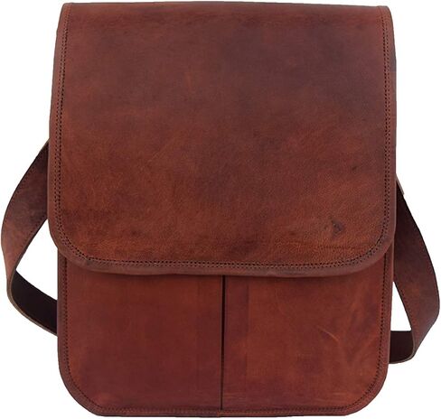 11x9 inches Genuine Leather Messenger Shoulder Bag Unisex CrossBody Sling Vertical Bag in Saudi Arabia
