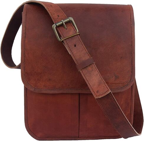 11x9 inches Genuine Leather Messenger Shoulder Bag Unisex CrossBody Sling Vertical Bag in Saudi Arabia