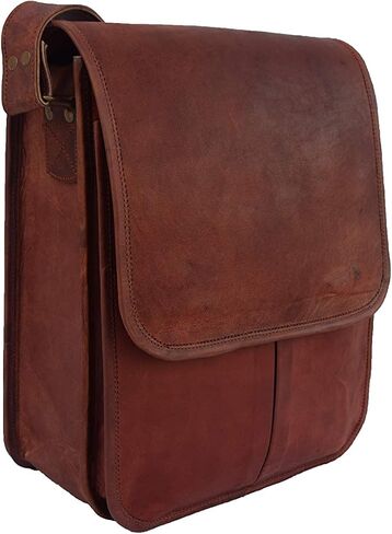 11x9 inches Genuine Leather Messenger Shoulder Bag Unisex CrossBody Sling Vertical Bag in Saudi Arabia