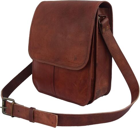 11x9 inches Genuine Leather Messenger Shoulder Bag Unisex CrossBody Sling Vertical Bag in Saudi Arabia