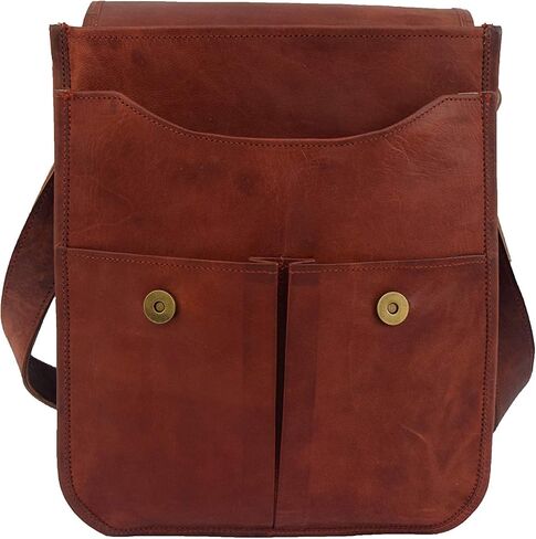 11x9 inches Genuine Leather Messenger Shoulder Bag Unisex CrossBody Sling Vertical Bag in Saudi Arabia