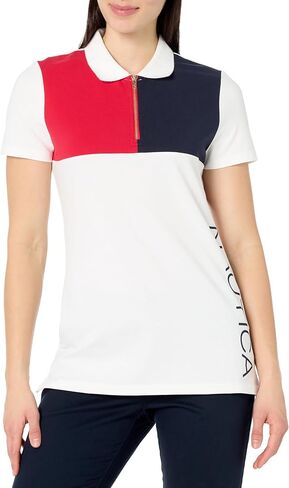 قميص بولو نسائي بأكمام قصيرة من Nautica وفتحة بسحاب 1/4 in Saudi Arabia