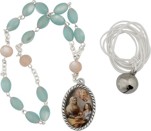 مجموعة الصلاة المتفانلة من سانت آن | خرز زجاجي أزرق على شكل بيضة روبن | يتضمن التعليمات والمعلومات | هدية كاثوليكية رائعة للتواصل الأول والتأكيد | صنع في إيطاليا in Kuwait