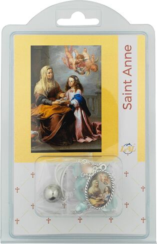 مجموعة الصلاة المتفانلة من سانت آن | خرز زجاجي أزرق على شكل بيضة روبن | يتضمن التعليمات والمعلومات | هدية كاثوليكية رائعة للتواصل الأول والتأكيد | صنع في إيطاليا in Kuwait