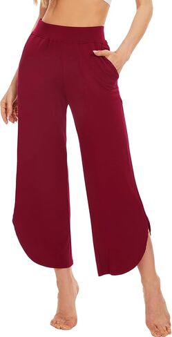 WiWi Viscose from Bamboo Pajama Bottoms Wide Leg Capri Pj Pants for Women Soft Lounge High Waist Cool Sweatpants S-XXL in Saudi Arabia