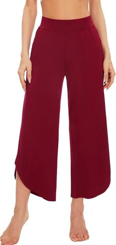 WiWi Viscose from Bamboo Pajama Bottoms Wide Leg Capri Pj Pants for Women Soft Lounge High Waist Cool Sweatpants S-XXL in Saudi Arabia
