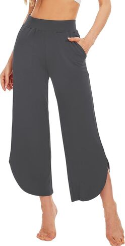 WiWi Viscose from Bamboo Pajama Bottoms Wide Leg Capri Pj Pants for Women Soft Lounge High Waist Cool Sweatpants S-XXL in Saudi Arabia