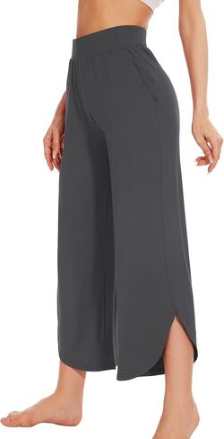 WiWi Viscose from Bamboo Pajama Bottoms Wide Leg Capri Pj Pants for Women Soft Lounge High Waist Cool Sweatpants S-XXL in Saudi Arabia