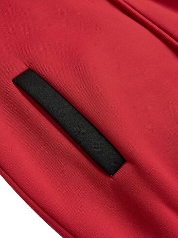 WDIRARA Men's Letter Graphic Baseball Jacket Striped Trim Drop Shoulder Long Sleeve Varsity Outerwear Without Hoodie Red Black Large in Saudi Arabia