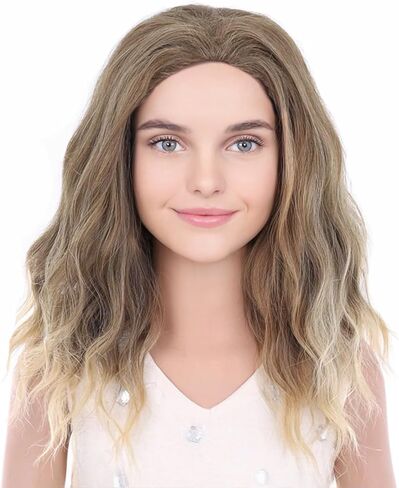 بيرون شعر مستعار أشقر بني للأطفال بطول الكتف، شعر مستعار مجعد للفتيات للجزء الأوسط، شعر مستعار اصطناعي للأطفال، شعر مستعار للحفلات التنكرية للاستخدام اليومي in Kuwait