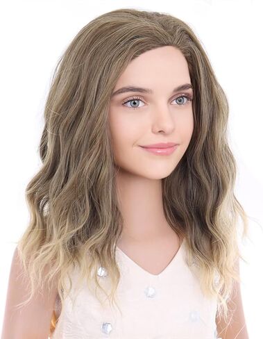 بيرون شعر مستعار أشقر بني للأطفال بطول الكتف، شعر مستعار مجعد للفتيات للجزء الأوسط، شعر مستعار اصطناعي للأطفال، شعر مستعار للحفلات التنكرية للاستخدام اليومي in Kuwait