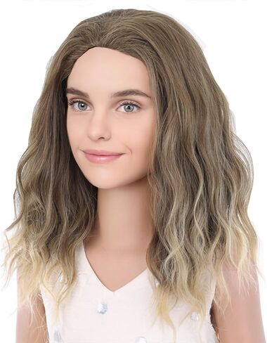 بيرون شعر مستعار أشقر بني للأطفال بطول الكتف، شعر مستعار مجعد للفتيات للجزء الأوسط، شعر مستعار اصطناعي للأطفال، شعر مستعار للحفلات التنكرية للاستخدام اليومي in Kuwait