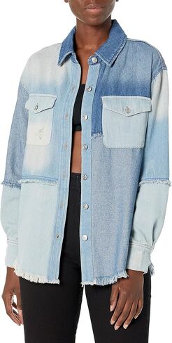 Steve Madden Apparel Womens Kylie Shacket COAT, Denim, Small US in Saudi Arabia