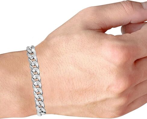 Nuragold 10k White Gold 7.5mm Miami Cuban Link Chain Bracelet, Mens Jewelry Box Clasp 7" 7.5" 8" 8.5" 9" in Saudi Arabia