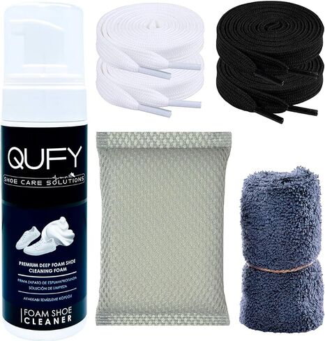 Shoe Cleaner, Foam Shoe Cleaner - Shoe Brush or Sponge - Microfiber Shoe Cloth - Shoelace (Shoe Cleaner Kit (5 in 1)) in Kuwait
