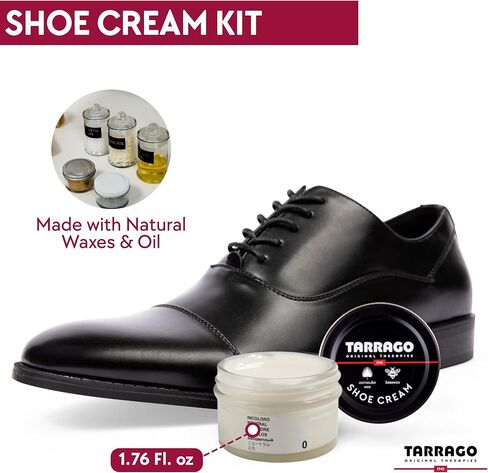 Tarrago Neutral Shoe Cream Kit with Polishing Brush, Applicator Brush and Shine Cloth in Kuwait