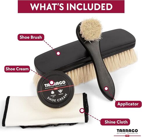 Tarrago Neutral Shoe Cream Kit with Polishing Brush, Applicator Brush and Shine Cloth in Kuwait