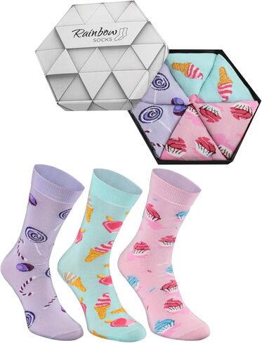 جوارب قوس قزح - صندوق جوارب جميل مبتكر للجنسين - 3 أزواج - صنع في أوروبا in Kuwait