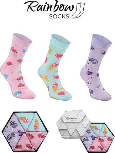 جوارب قوس قزح - صندوق جوارب جميل مبتكر للجنسين - 3 أزواج - صنع في أوروبا in Kuwait