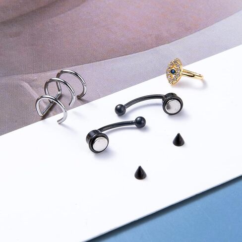 40 قطعة من حلقات الأنف المزيفة من الفولاذ المقاوم للصدأ من LOREMOW للنساء، حلقة الحاجز الصناعي، حلقة الشفاه الصناعية، الكفة الأنفية المزيفة، مجموعة حلقات الأنف غير المثقوبة in Kuwait