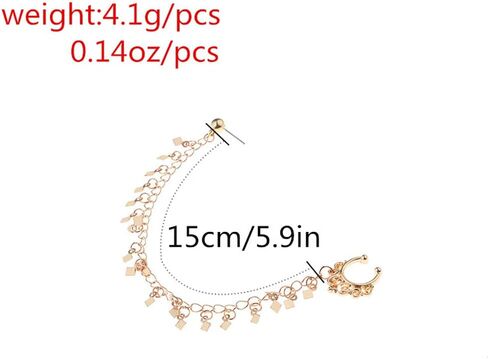 Vcagirest حلقات الأنف سلسلة هوب حلقة الحاجز وهمية غير ثقب حلقات الأنف مع سلسلة الأنف إلى الأذن سلسلة للنساء المراهقات والفتيات in Kuwait