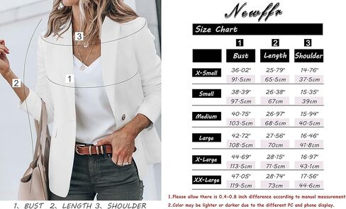 نيو اف ار ار بليزر كاجوال للنساء باكمام طويلة مفتوح من الامام للعمل والمكتب مع جيوب، لون بني، مقاس XXL، بني in Kuwait