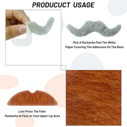 6 قطع من الشوارب المزيفة ذاتية اللصق، مجموعة شوارب مزيفة ملونة واقعية للحفلات، لحية مزيفة ومضحكة ومشعرة للأطفال والكبار in Kuwait