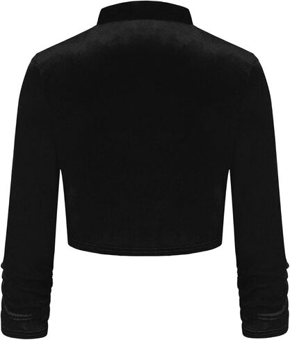 MINTLIMIT Women's Velvet Shrug Bolero Ruched 3/4 Sleeve Open Front Short Cardigans Black in Saudi Arabia