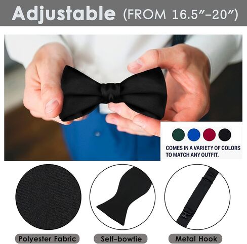 Mantieqingway Self Bow Ties for Men Boy Solid Color Woven Self-Tie Bowties,Adjustable Bow Tie Cravat for Tuxedo Wedding Party in Saudi Arabia