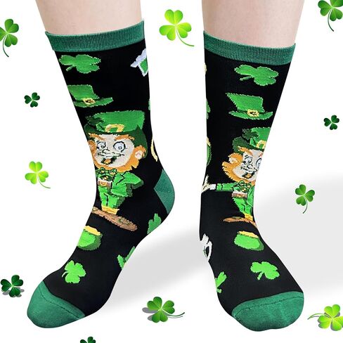 St Patrick's Day Socks for Women Men Good Luck Crew Sock Adult Youth Irish Gifts Green Apparel in Saudi Arabia