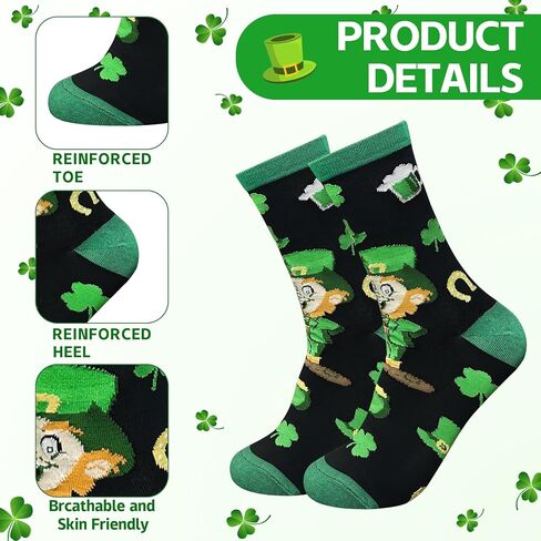 St Patrick's Day Socks for Women Men Good Luck Crew Sock Adult Youth Irish Gifts Green Apparel in Saudi Arabia