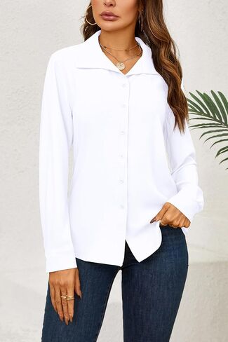JMITHA Women's Button Down Shirt Dressy Casual Long Sleeve Tops Work Office Wrinkle-Free Blouse… in Kuwait