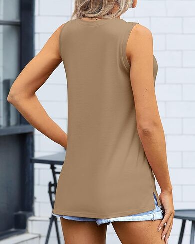 4 Pack Women's Sleeveless Tops, Casual Summer Loose Fit T Shirts Solid Color Tunic Tank Tops Ladies' Crew Neck Tee in Saudi Arabia
